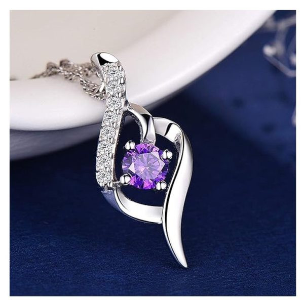 Cubic Zirconia Pendant Purple-Women Jewelry Necklace