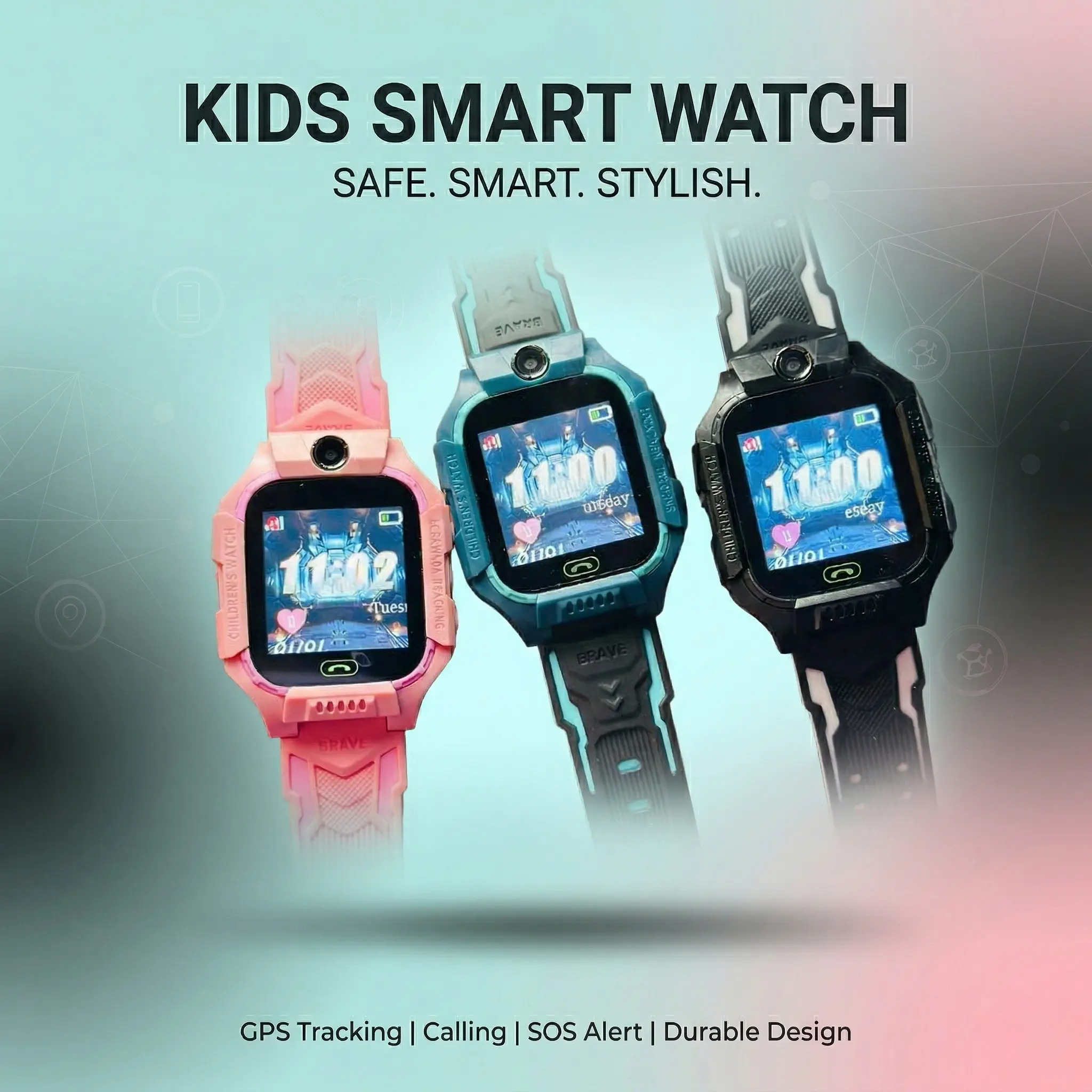 SmartBerry C002 Kids GPS + Calling Smart Watch – Random Color