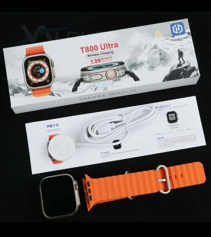 Newest T800 Ultra Smartwatch Series 8 with Wireless Charging- Orange Color